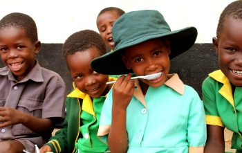 Boys pose together and have fun in Zimbabwe