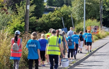 Group of Mary's Meals supporters on an outdoor fundraising walk