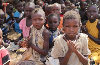 Children being fed at a school in Turkana, Kenya