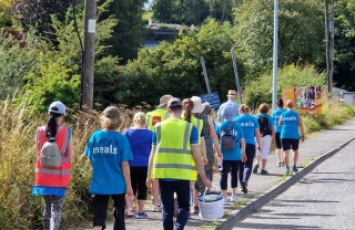 Group of Mary's Meals supporters on an outdoor fundraising walk