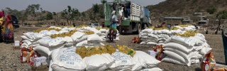 food aid being delivered via truck
