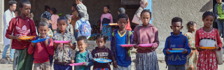 Children outside of Beati Akor primary school.