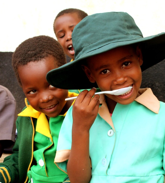 Boys pose together and have fun in Zimbabwe