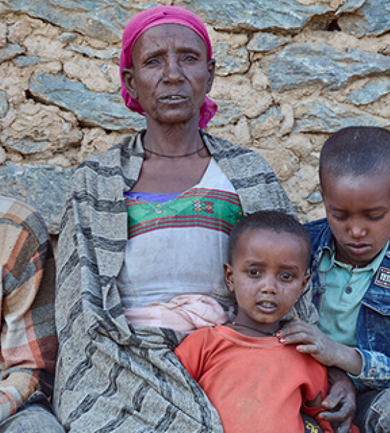 Letemariam and her family looking into the camera.
