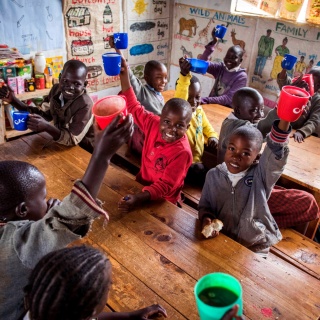 A classroom in Kenya cheers