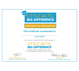 Little Acts, Big Difference certificate of completion