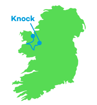 Map showing the route from Mayo to Knock